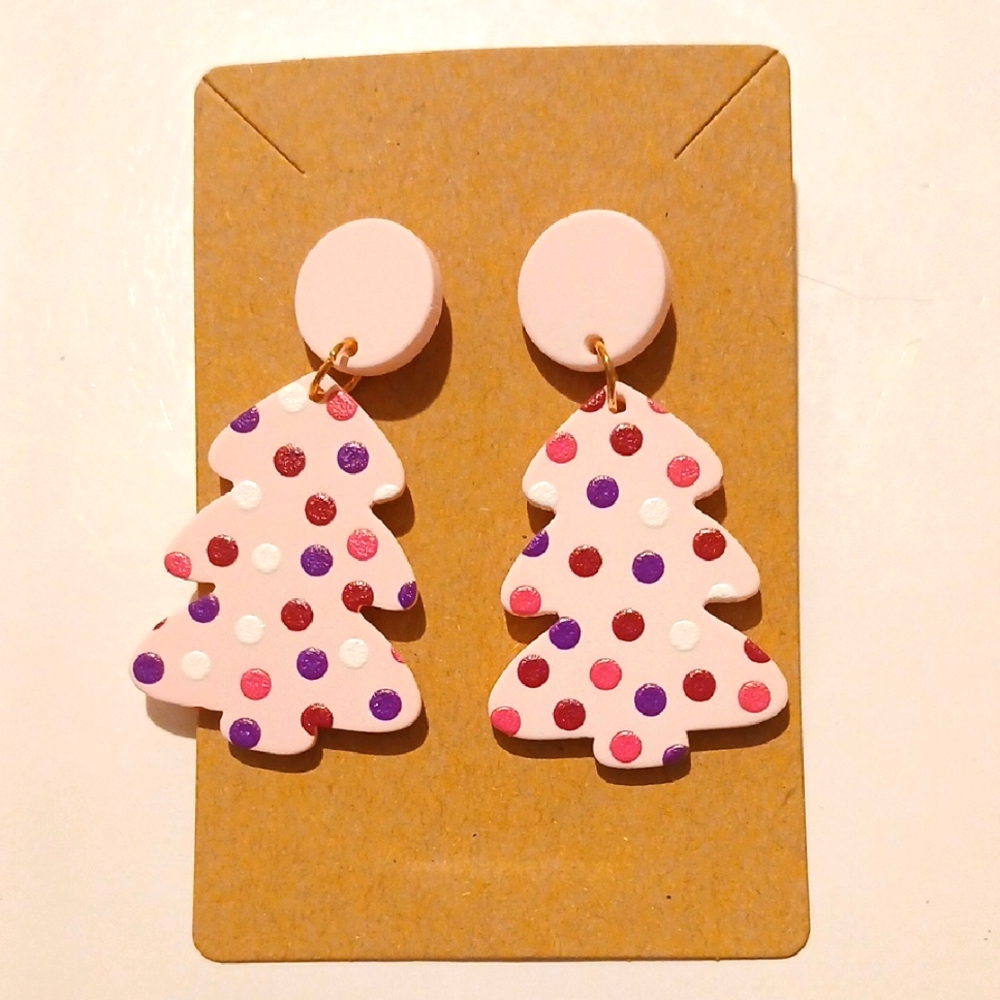 Fashion Jewelry Pink Christmas Tree Earrings